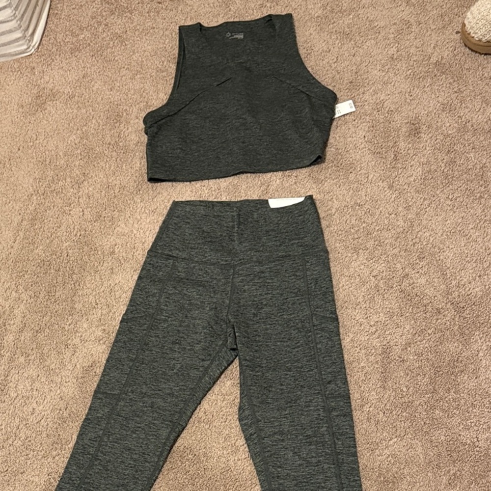 Charcoal Gray Women's Leggings and Crop Top Set